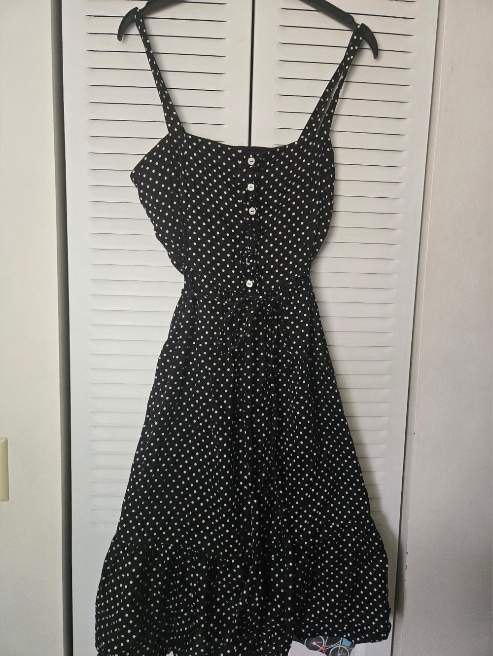 Deborah Sweeney 100% Cotton Black & White Polka Dot Retro Sundress Dress Size 8